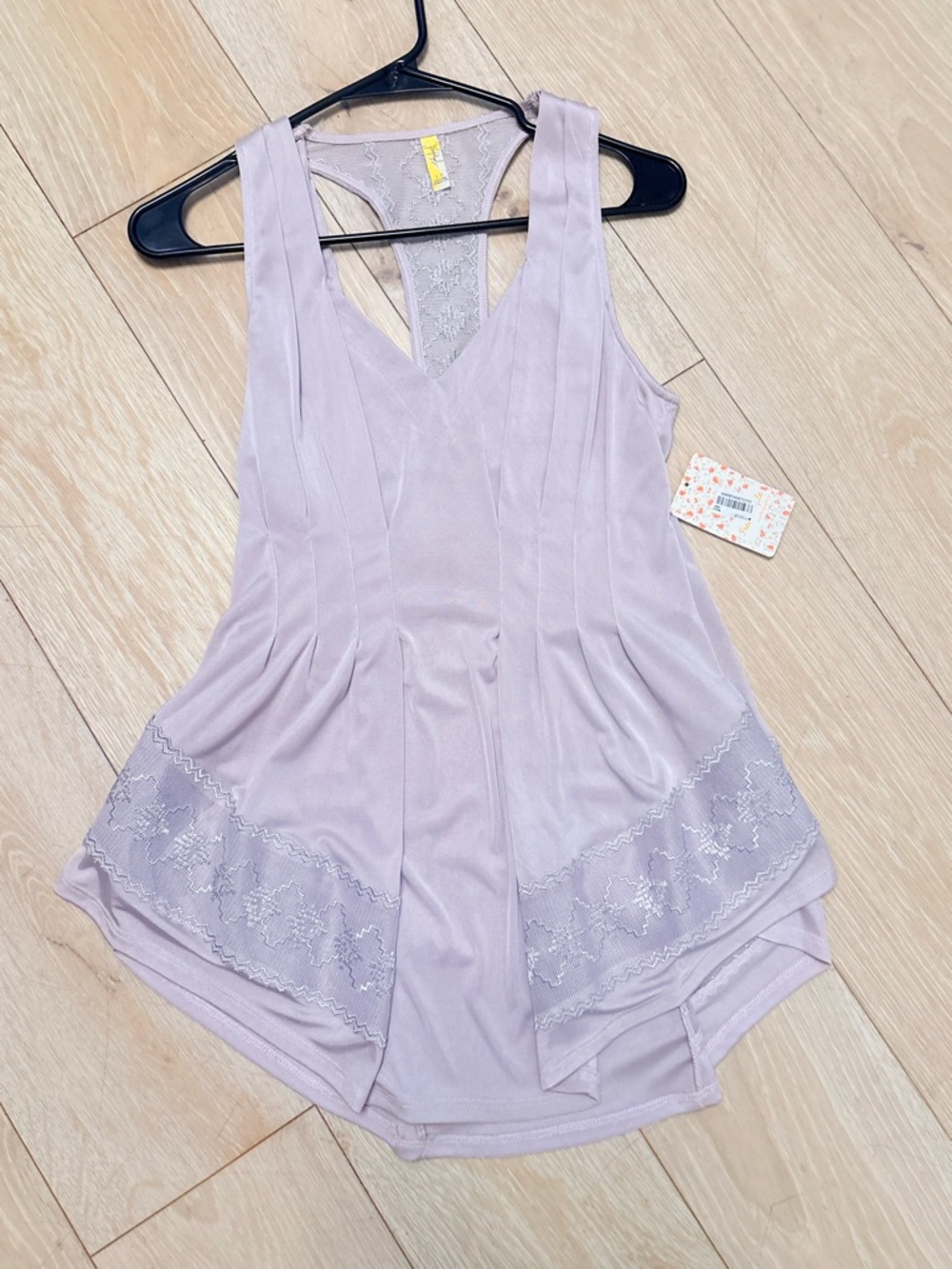 Free People Dusty Lavender Lace-Panel Tank
